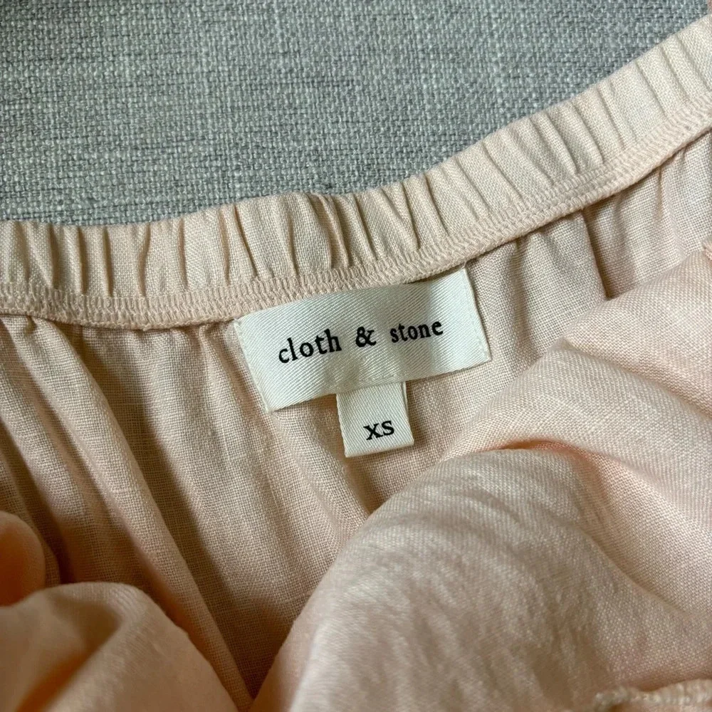 Anthropologie Cloth & Stone 100% linen maxi tiered dress light peach Size XS S M - Picture 5 of 6